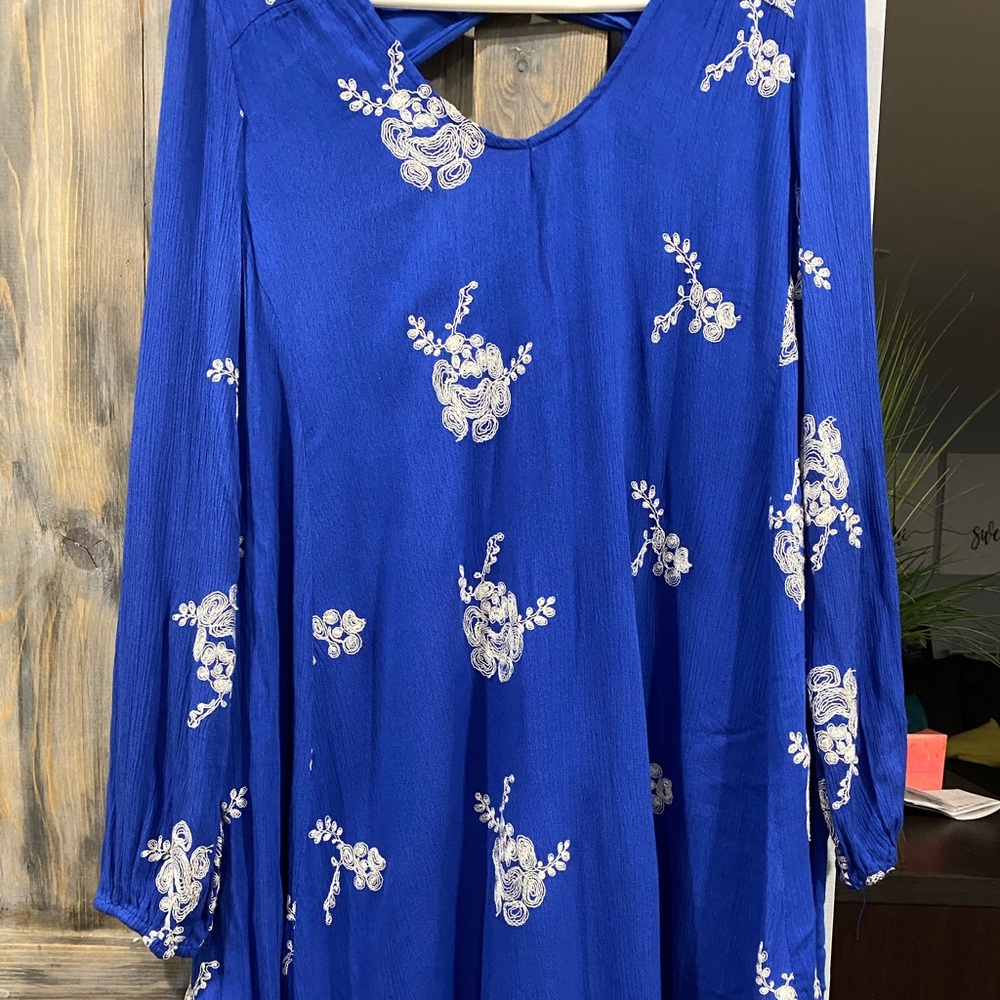 Altar’d State Blue Floral Embroidery Dress